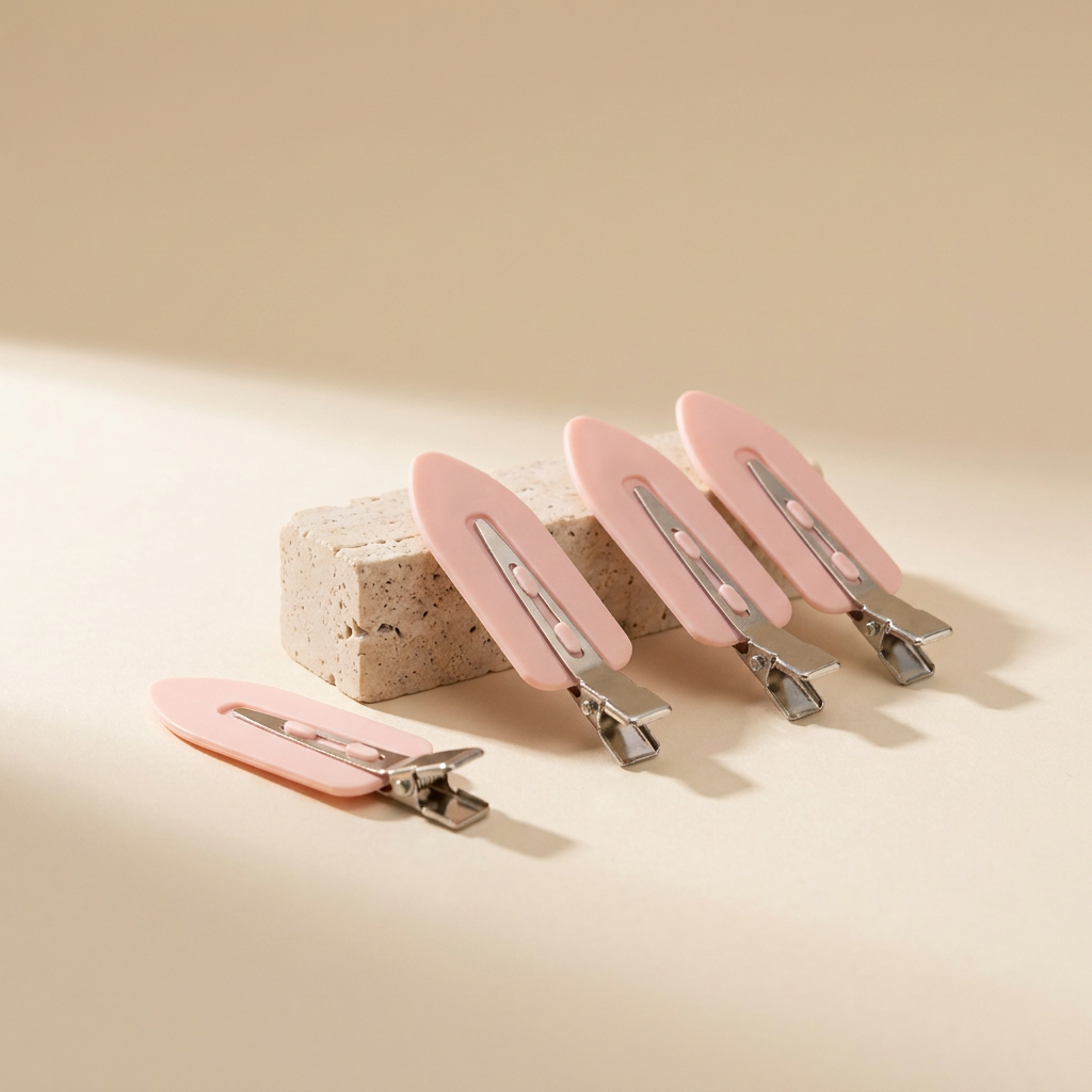 ARYA slip resistant crease free hair clips set of 4 — editorial product shot on warm beige background