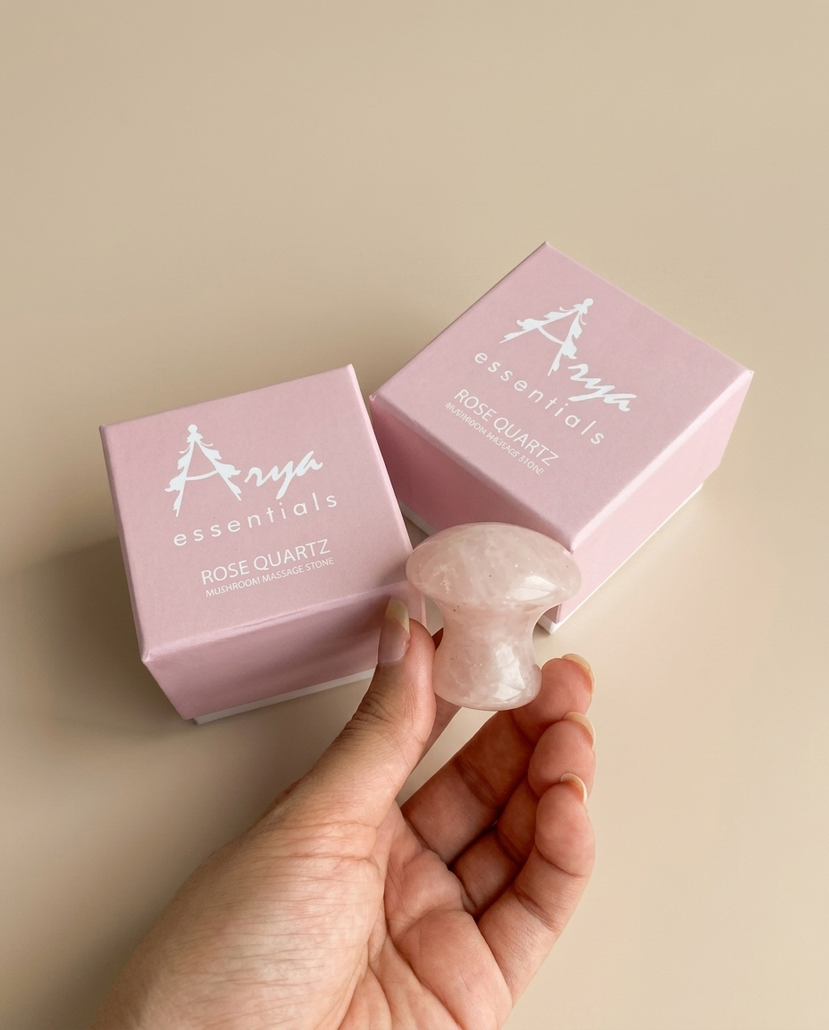 Rose Quartz Mushroom Stone studio photo