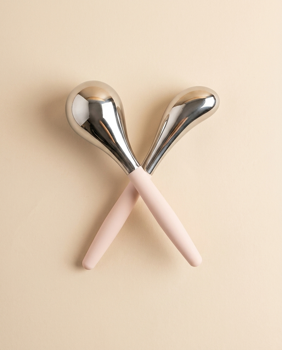 Cooling Spa Globes flat lay on a warm beige background