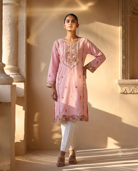 Rang-e-Sheesh — Hand-Embroidered Pink Lawn Kurta