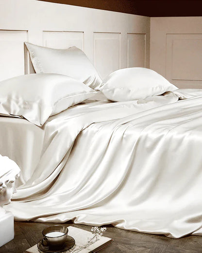 BED SHEET SET TWO PILLOW COVERS WITHOUT FILLER 100% MULBERRY SILK