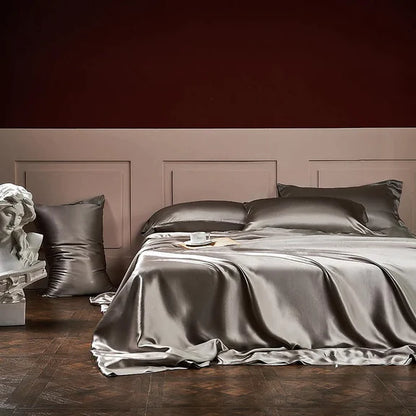 BED SHEET SET TWO PILLOW COVERS WITHOUT FILLER 100% MULBERRY SILK