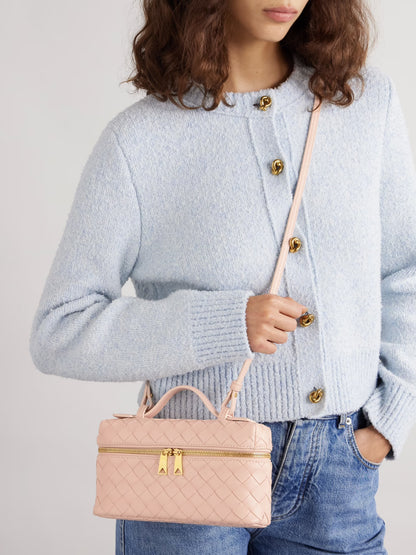 Leather woven handbag