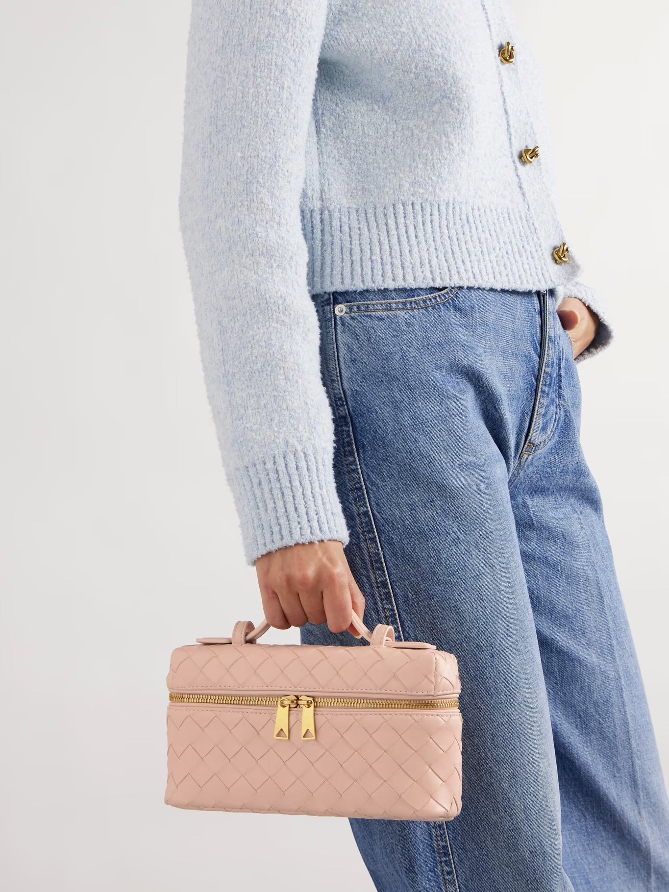 Leather woven handbag