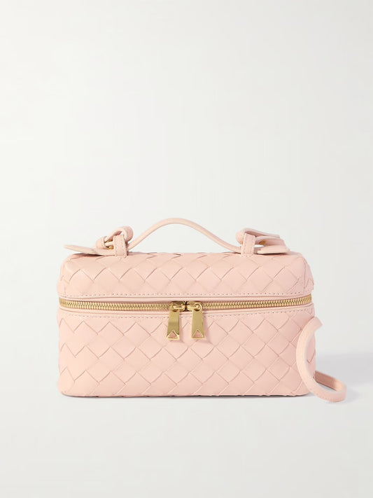 Leather woven handbag