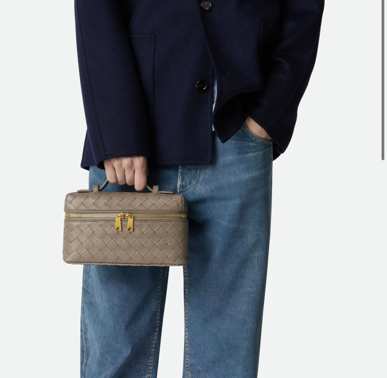 Leather woven handbag