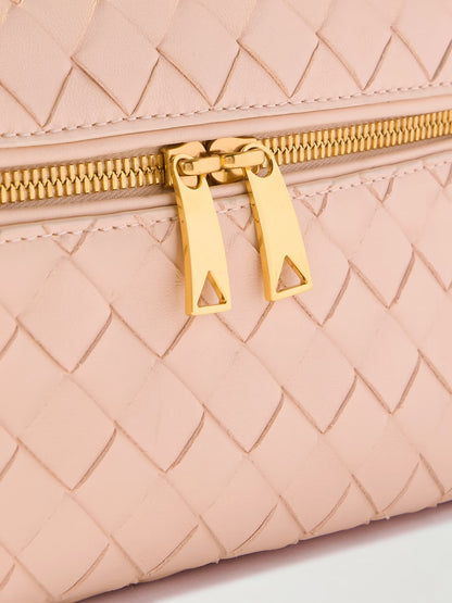 Leather woven handbag