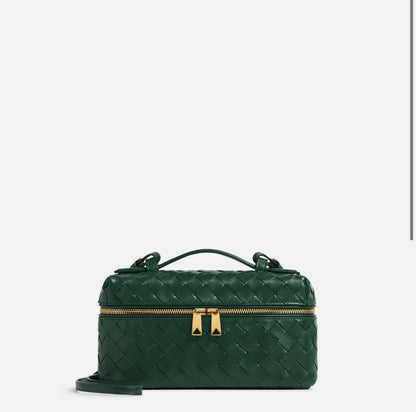 Leather woven handbag