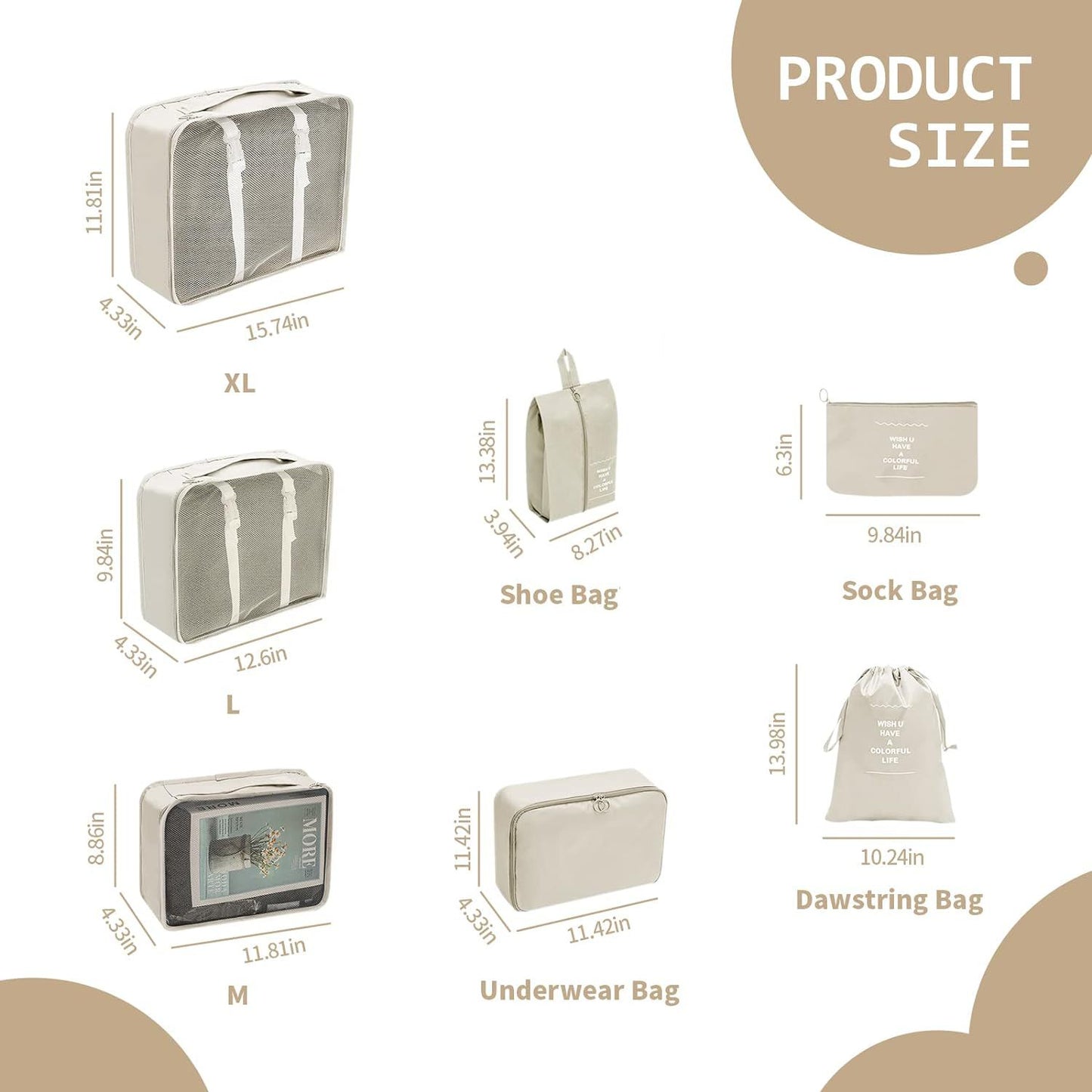 7 Pieces Packing Cubes