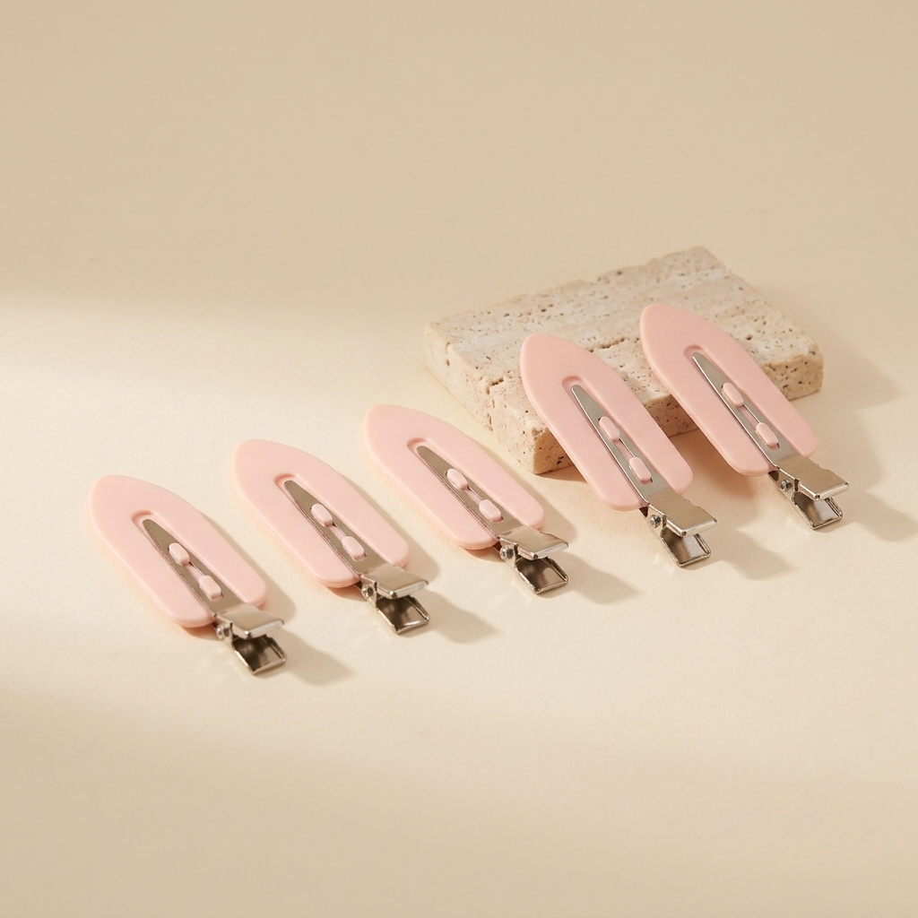 ARYA hair clips styled with travertine stone — minimal premium aesthetic