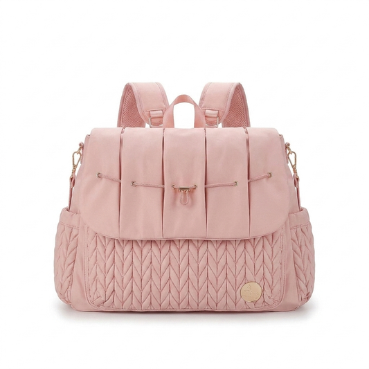 LUXE Weaved Diaper BagPack - Blush Pink