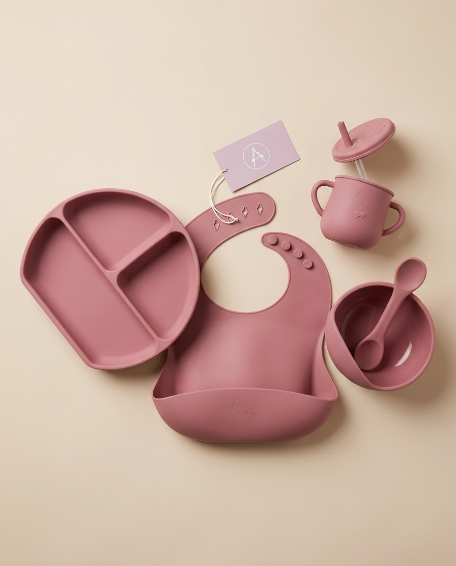 Silicone Feeding Essential with Straw Cup studio photo