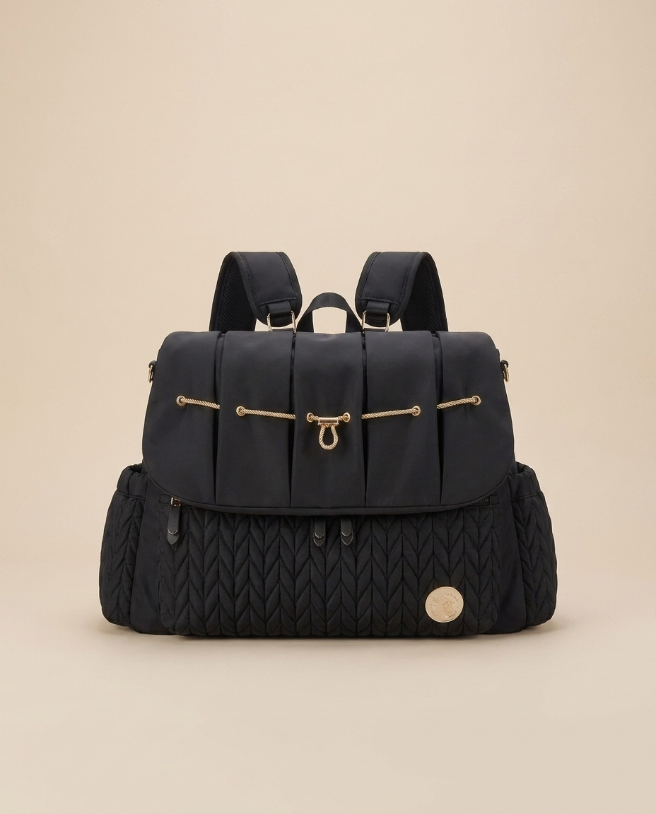 LUXE Weaved Diaper BagPack - Black