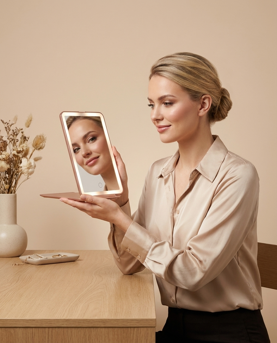 Elegant model using Arya LED Mirror