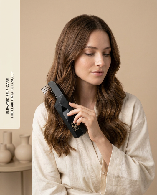 Model using hair bakhoor comb